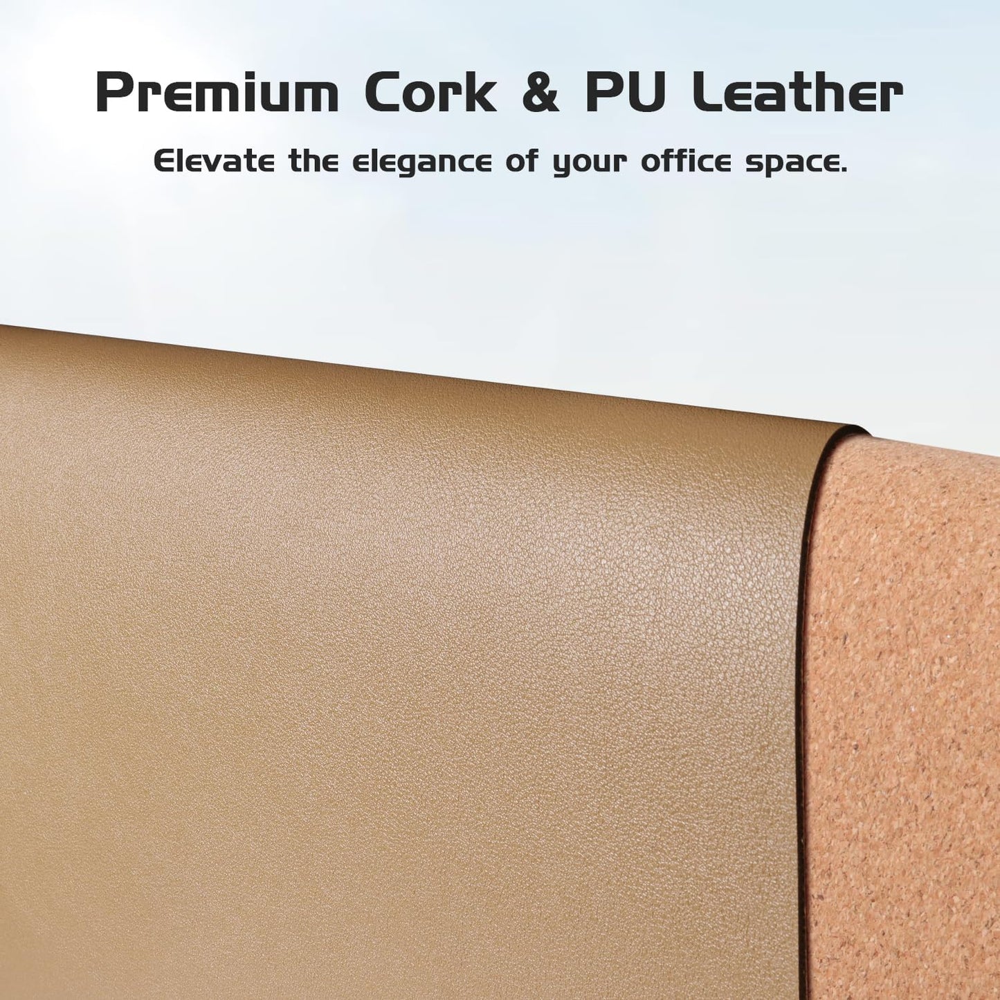Aothia Dual-Sided Desk Pad - 25.6x13.7 inches Leather Desk Mat, Natural Cork Desk Pad Protector, Large Mouse Pad for Desk, Waterproof Desk Blotter Pad, Desk Writing Pad for Office Work/Home, Black