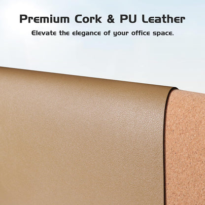 Aothia Dual-Sided Desk Pad - 25.6x13.7 inches Leather Desk Mat, Natural Cork Desk Pad Protector, Large Mouse Pad for Desk, Waterproof Desk Blotter Pad, Desk Writing Pad for Office Work/Home, Black