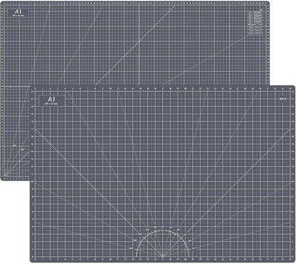 HEADLEY TOOLS 18" x 24" Thickened Self Healing Cutting Mat, A2 Rotary Cutting Sewing Mat for Crafts, Double Sided 5-Ply Table Cutting Board for Fabric Quilting Leather Arts Hobby Project, Grey/Black