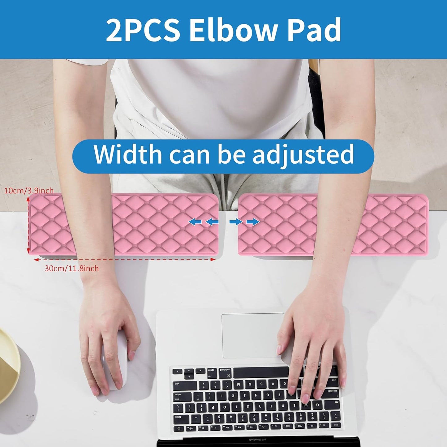 MEKASS L-Shaped Desk Wrist Rest Elbow, Forearm & Wrist Comfort Support for Table or Desk Edge, Non-Slip, Memory Foam Padding 2-Piece Set (Oval Black