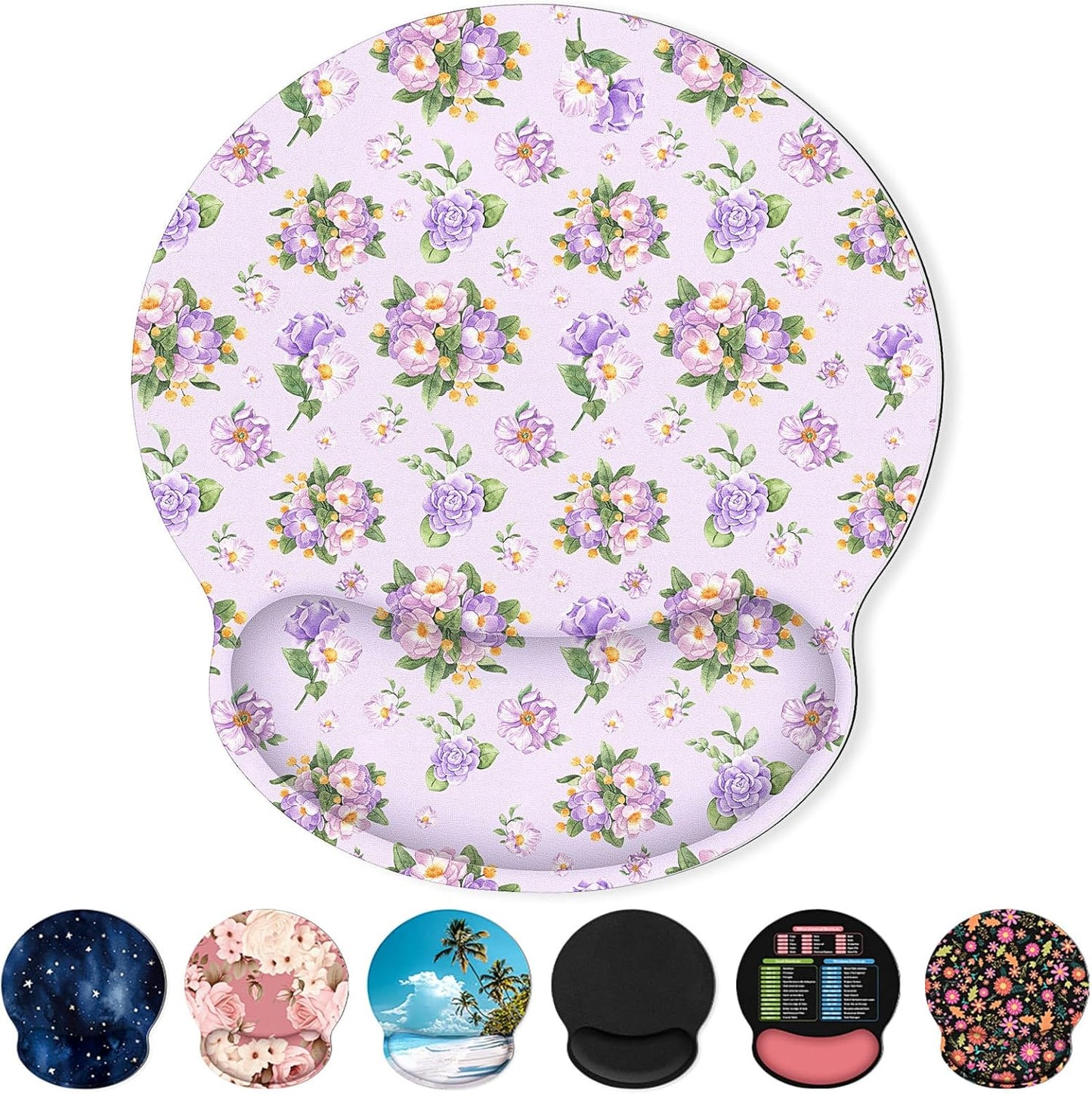 KONVINIT Ergonomic Mouse Pad with Wrist Rest, Small Mousepad with Non-Slip Rubber Base and Smooth Surface, Beach Mouse Pads for Desk, Office Desk Accessories