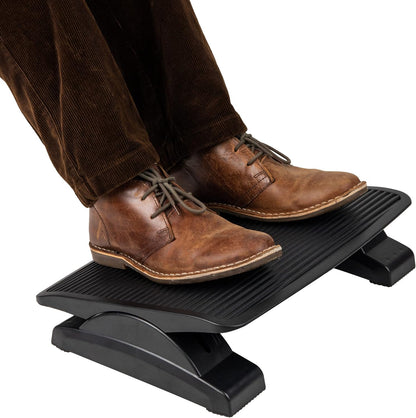 Mind Reader Foot Rest, Under Desk at Work, Ergonomic, Height Adjustable, Office, Plastic, Black