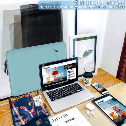 Laptop Sleeve Case 13.3 inch, Shockproof Protective Computer Cover with Accessories Pocket, Portable Laptop Bag Compatible with MacBook Air/Pro 13-13.3 inch, Compatible for MacBook Pro 14 inch, Black | Shockproof