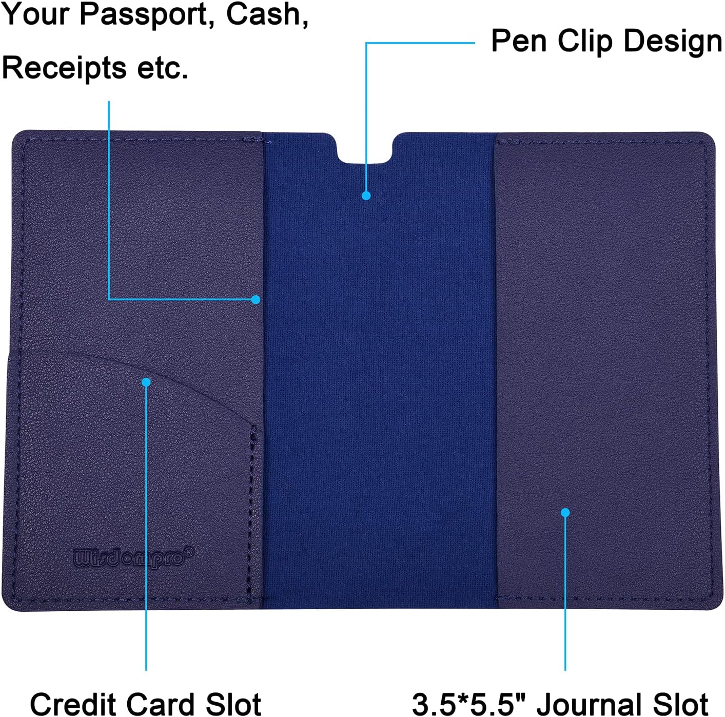 Wisdompro Journal Cover, 2 Pack PU Leather Notebook Cover for Field Notes, or other 3.5" x 5.5" Pocket Notebooks - Black