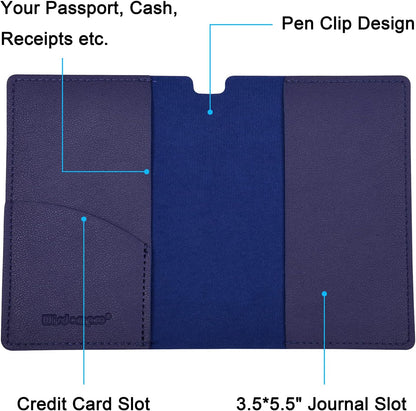 Wisdompro Journal Cover, 2 Pack PU Leather Notebook Cover for Field Notes, or other 3.5" x 5.5" Pocket Notebooks - Black