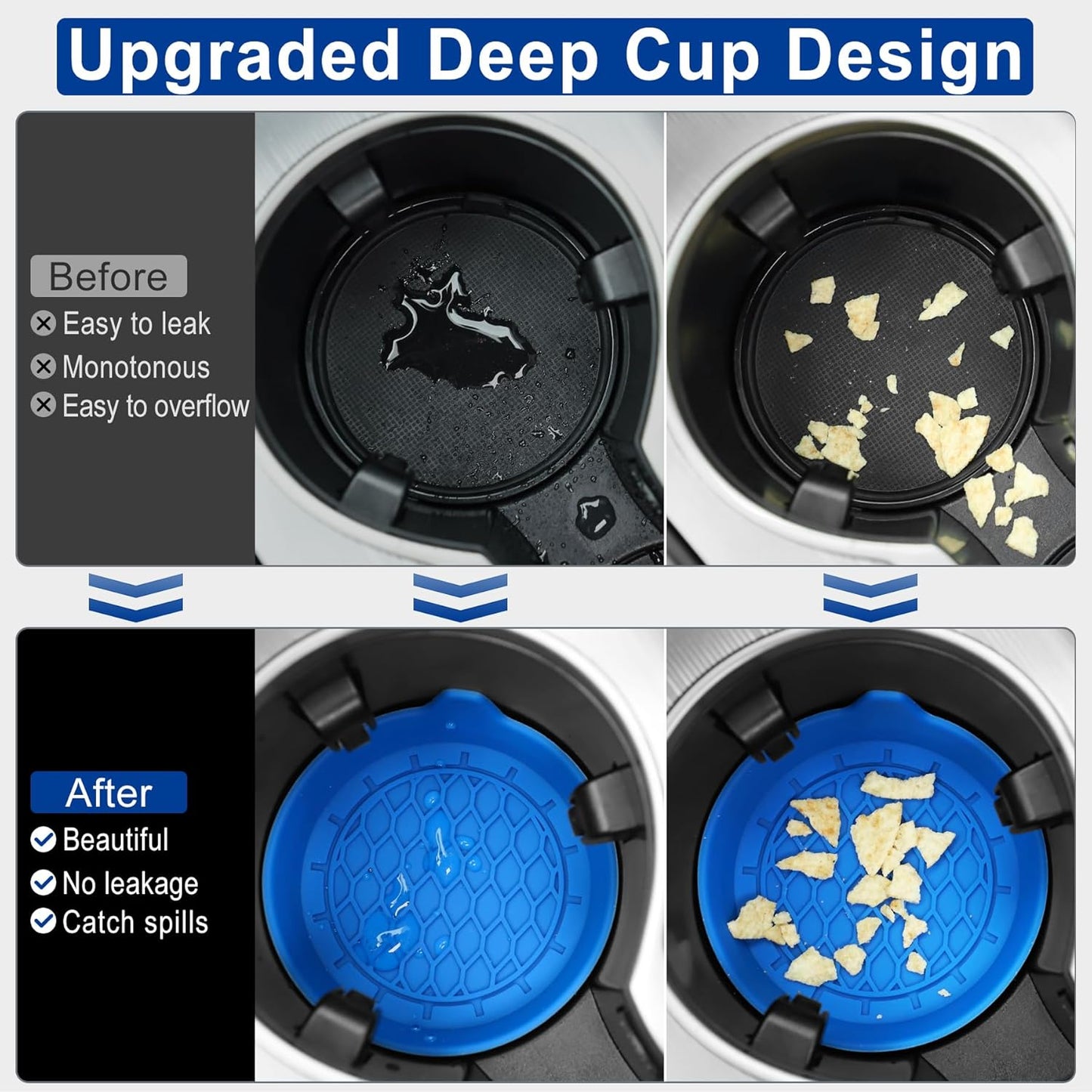 SINGARO Car Cup Holder Coaster, Silicone Cup Holder Insert, Universal Non-Slip Cup Holders, Car Accessories Interior for Women and Man Interior Sets 4 Pack Black