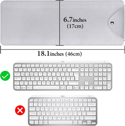 Geekria Slim Keyboard Sleeve Case, Vegan Leather Travel Portable Bag, Compatible with Apple Magic Keyboard with Numeric Keypad, Logitech MX Keys S/MX Keys / MK955(Light Gray)