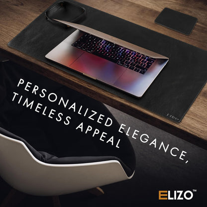 ELIZO Leather Desk Pad Real Leather Desk Mat Thick (3mm) Double Layer (31x15.6) Cover Blotter Desk Protector Large Computer Mat for Keyboard Mouse Pad Table Laptop Mat Office Accessories - Antique
