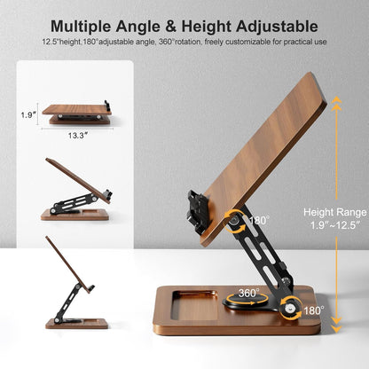 OPTIXCELL Book Stand for Reading with Light, Book Holders for Reading Hands Free, Adjustable Height & Angle, Fits Cookbook Recipe, Textbook, Foldable for Kitchen, Office, School,Gift for Book Lovers