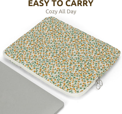 Puffy Laptop Sleeve 13 Inch Cute Quilted Laptop Protective Case Padded Floral Computer Sleeve for MacBook (A-Blue, 13 Inch)