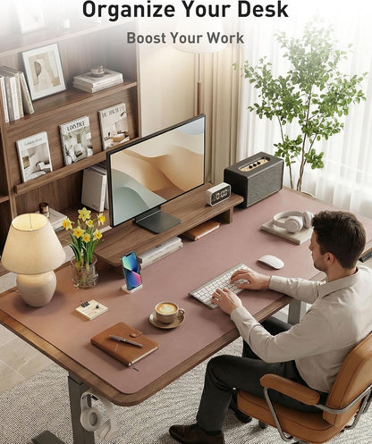 Aothia Non-Slip Waterproof PU Leather Desk Pad Protector for Mouse, Writing Desk, Office, Home, Laptop Blotter, 23.6" x 13.7", Black - Colors B