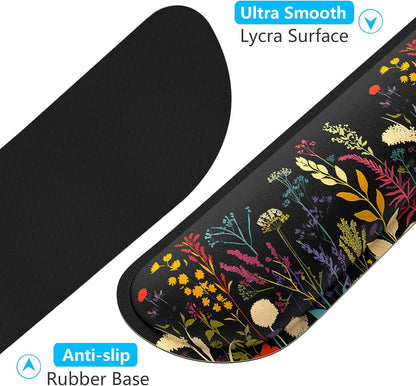 Dapesuom Enlarge Keyboard Wrist Rest, Memory Foam Wrist Cushion for Desk Mat Support, Cute Pain Relief Keyboard Mouse Pad Rests Set with Non-Slip Base for Gaming Laptop Office Computer, Elegant Flower