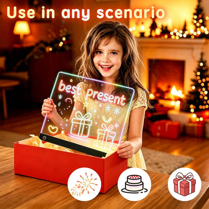 LED Drawing Board for Kids,13.7" USB Light Up Tracing Tablet Full Art Set with 6 RGB Light Modes, Doodle Glow LED Note Board with Colors, Gifts for Kids Birthday Christmas Gift Ideas