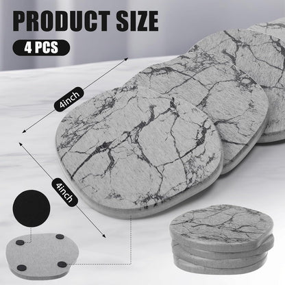Diatomaceous Earth Coasters Set of 4，Cool Absorbent Quick-Dry Drink Coasters for Desks, Cute Modern Stone Design with Stylish White Aesthetic (4, White)