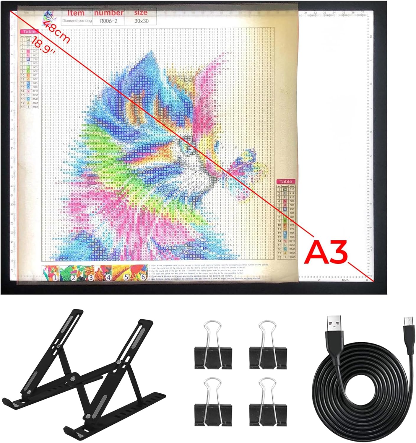 A2 Light Pad 26"x19", 10000+ LUX High Brightness, 3 Colors & 10-Level/Stepless Dimming,Light Board Extra Large with UL Adapter for Diamond Painting, Drawing, Tracing, Sketching-Aluminum Frame