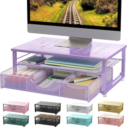 gianotter Computer Monitor Stand Riser, office organizer with Drawer, Office Organizers Storage for Classroom Office Supplies (Wood)