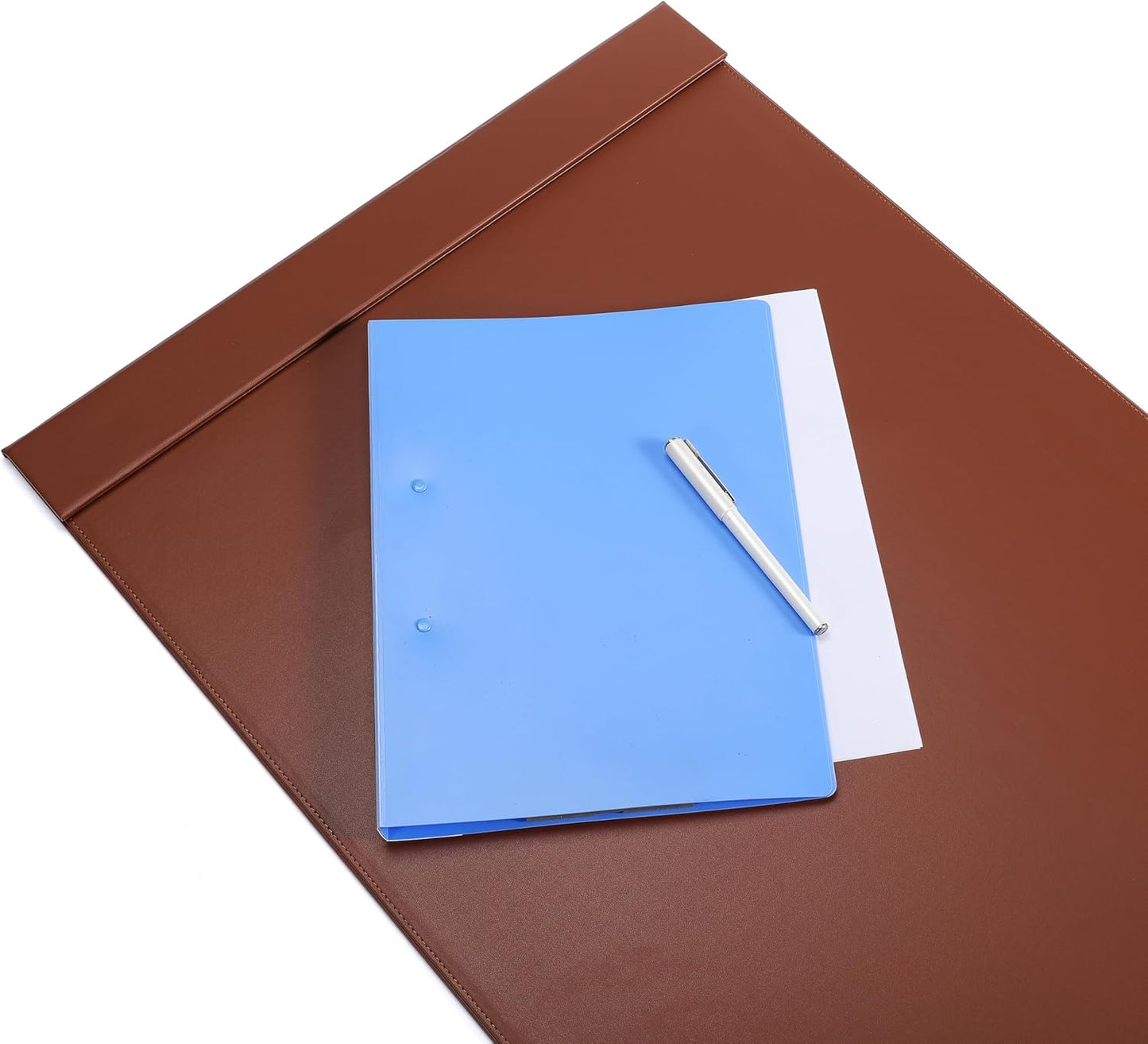 24" x 18" Leather Desk Blotter with Top Rail for Writing Leather Executive Desk Pad Protector Desk Mat for Office Home Workplace Black