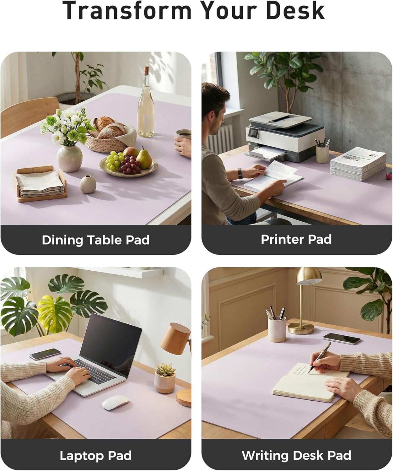 Aothia Leather Office Desk Pad Protector, Non-Slip PU Leather Desk Blotter, Waterproof Laptop Writing Mouse Pad for Office and Home, Black, 31.5" x 15.7" - Colors A