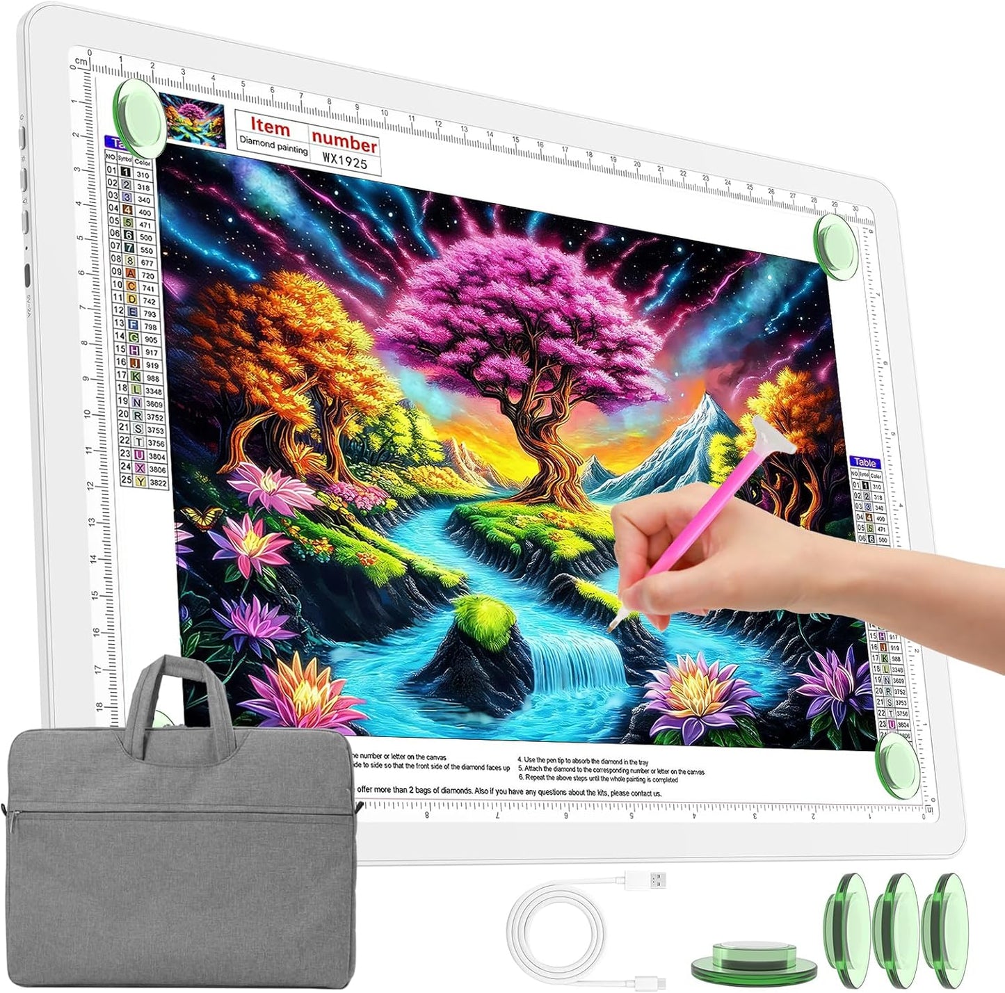 TOHETO Rechargeable A2 Light Pad for Diamond Painting 25.2''x18.4'', Magnetic Diamond Art Light Board, Wireless Lightbox for Tracing and Drawing, Cordless LED Light Table for Sketching, Weeding Vinyl