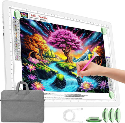 TOHETO Rechargeable A2 Light Pad for Diamond Painting 25.2''x18.4'', Magnetic Diamond Art Light Board, Wireless Lightbox for Tracing and Drawing, Cordless LED Light Table for Sketching, Weeding Vinyl