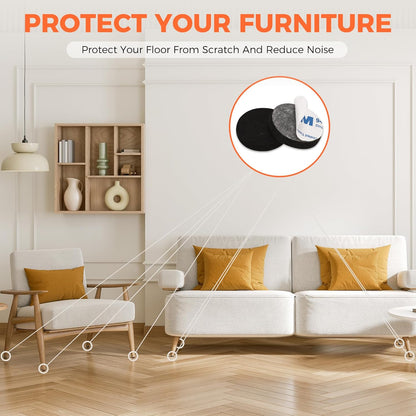 Felt Furniture Pads, Non Slip Self Adhesive Cuttable Felt Tape Black Heavy Duty Felts Strip Roll for Protecting Hardwood Floors Chair Wall Protector (40 x 5 x 0.12 Inch)