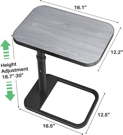 Kitstorack TV Tray Table, Adjustable Height & Flip-Top & Rounded Metal Corners, Snack Table for Couch, Sofa, Bed, Chair, Living Room, C Shaped End Side Table for Eating, Dinner or Laptop, Small Spaces