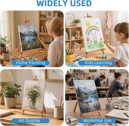 Falling in Art Beechwood 25" Tabletop Easel Display Stand for Painting - Holding Canvas Up to 22 1/2 Inches High, A-Frame Artist Tripod with Rubber Feet, Portable Photo and Sign Holder