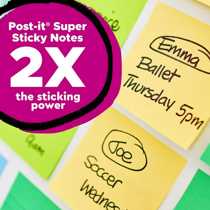 Post-it 100% Recycled Paper Super Sticky Notes, 3 in. x 3 in., 5 Pads, 70 Sheets per Pad, Wanderlust Pastels, School Supplies and Office Products