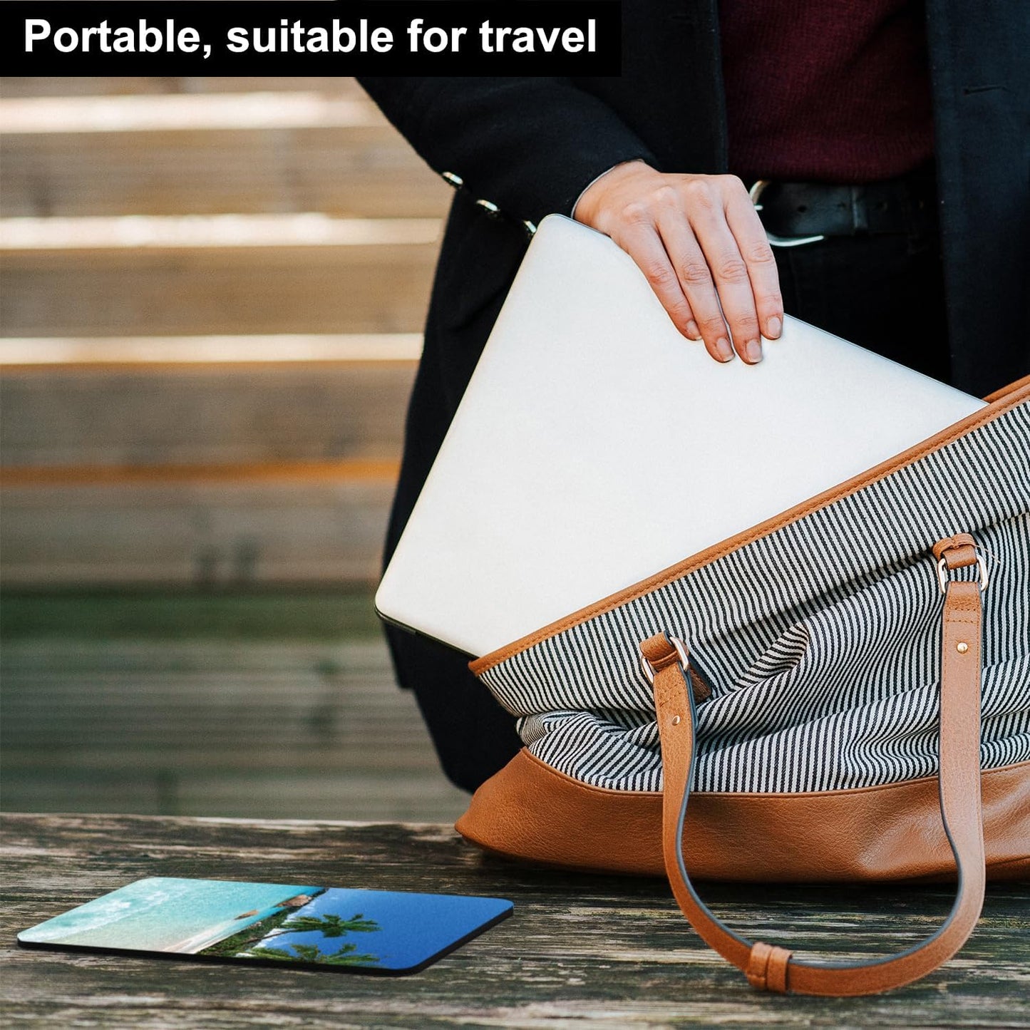 Audimi Small Mouse Pad 6 x 8 Inch, Mini Mouse Pad Thick for Laptop Wireless Mouse Home Office Travel, Portable & Washable (Black)