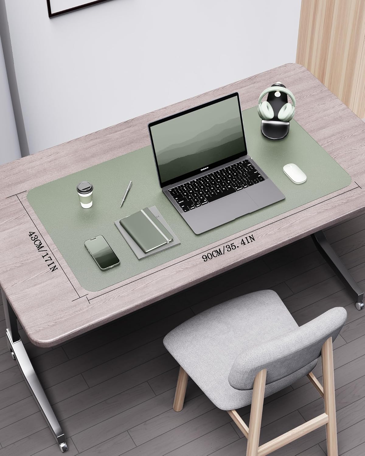 YSAGi Double-Sided Desk Pad, 31.5"x15.7"Leather Desk Mat, Eco Cork Desk Pad Protector,Large Mouse Pad,Waterproof Desk Blotter for Office/Home(Coffee)