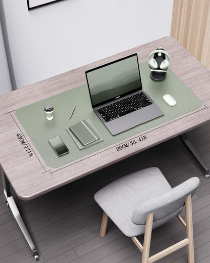 YSAGi Double-Sided Desk Pad, 31.5"x15.7"Leather Desk Mat, Eco Cork Desk Pad Protector,Large Mouse Pad,Waterproof Desk Blotter for Office/Home(Coffee)