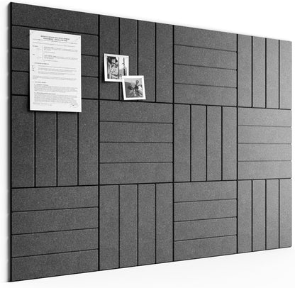 Bumusty Large Cork Board Alternative-48 x 36" Felt Bulletin Board Tiles, with 30 Pushpins, 70 Adhesive Tabs, Bold-Stripe 12-Pack, Cork Boards for Office Push Pin Board Felt Board-Carbon Blue