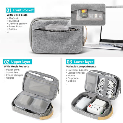 Travelkin Cord Organizer Travel, Electronic Organizer Travel Case, Cable Organizer Bag For Cords,Chargers Phone, Sd Card,Usbs (Black)