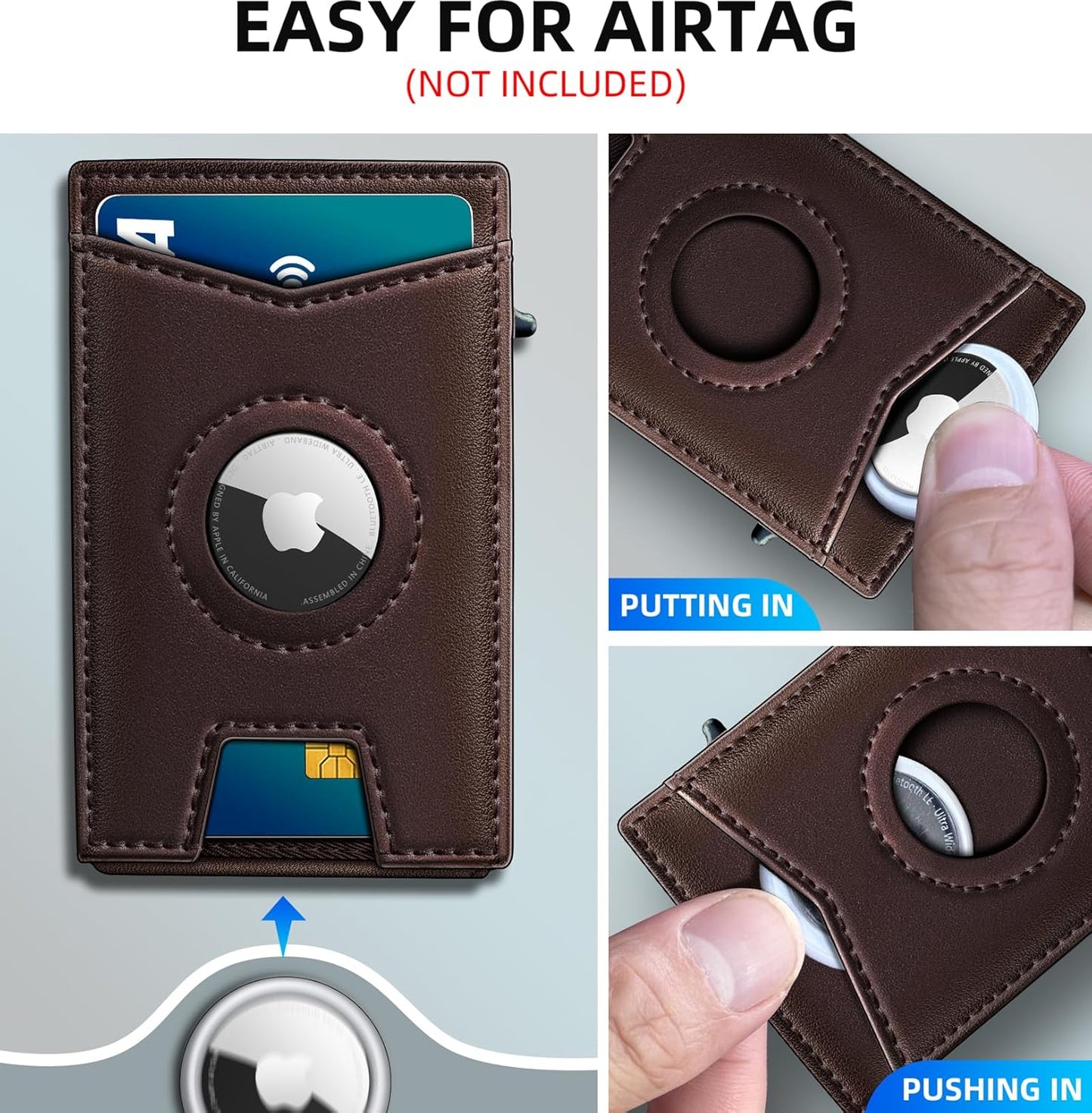 miyozi Airtag Wallet for Men Money Clip 9-Card Pop-Up Credit Card Holder with ID Window RFID Blocking Metal Case Magnetic Closure Front Pocket Wallet Gift Box | with Money Clip