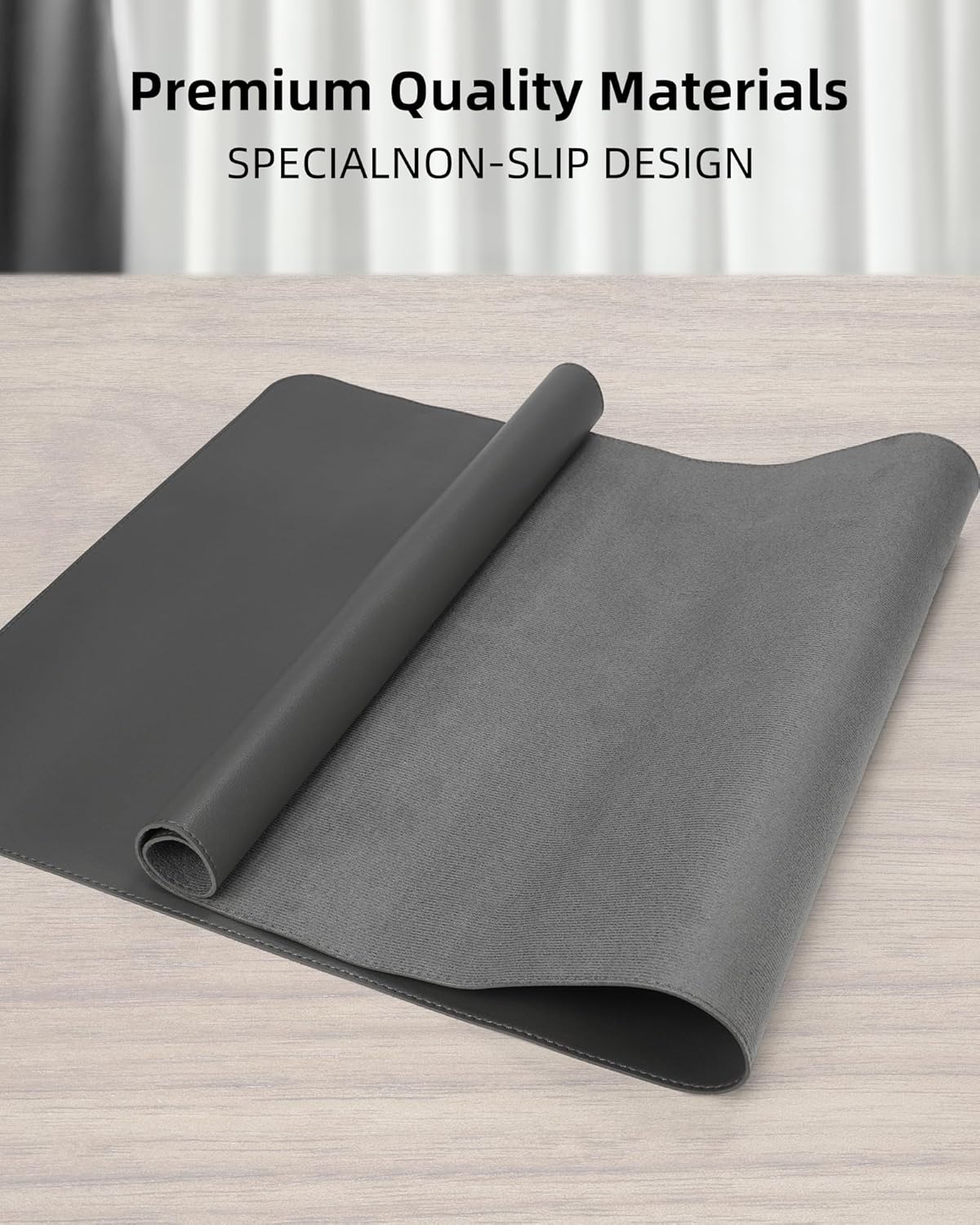 AFIING Desk Pad Protector 23.6" x 13.7" - Non-Slip Waterproof PU Leather Desk Mat for Mouse, Keyboard, Laptop, Office and Home Workspace (Beige)