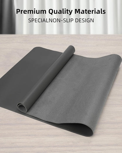 AFIING Desk Pad Protector 23.6" x 13.7" - Non-Slip Waterproof PU Leather Desk Mat for Mouse, Keyboard, Laptop, Office and Home Workspace (Beige)