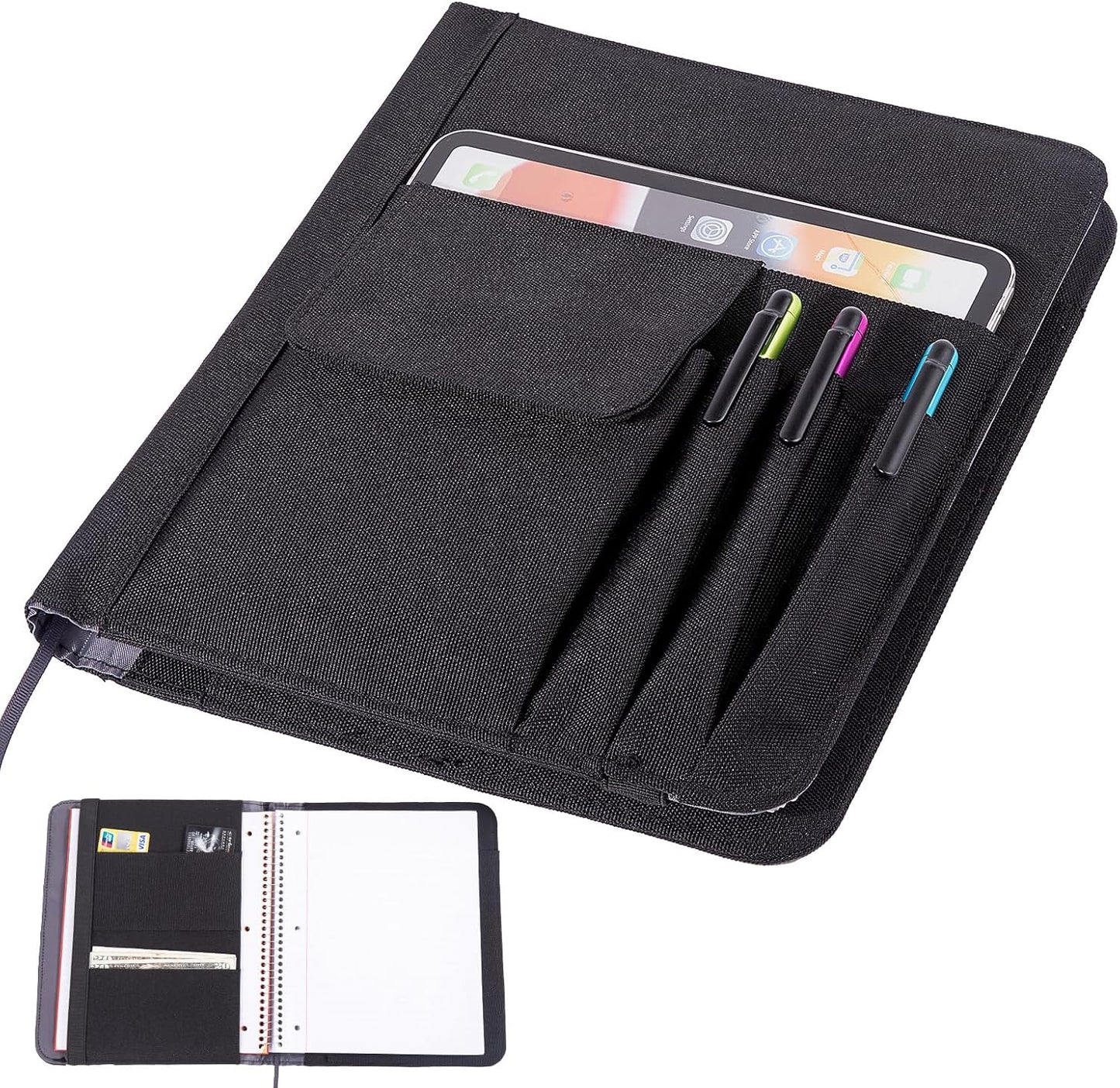 Journal Notebook Cover for Work, Journaling Notebooks Protector - Portfolio Organizer Compatible with Rocketbook Fusion, with Pen loop, Business Card Holder, File Pocket for accessories