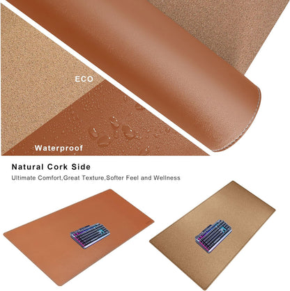 Mydours 40" x 20" Extra Large Desk Mat, PU Leather & Cork Desk Pad, Large XXL Desk Mouse Pad for Workstation, Office, Home, Computer Desk Mat with Keyboard & Mouse (Black)
