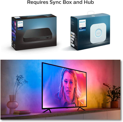 Philips Hue Play Gradient 55" Smart TV Light Strip - Flowing Multicolor LED Color-Changing TV BackLight - Sync with TV, Music, and Gaming - Requires Bridge and Sync Box - Control with App or Voice