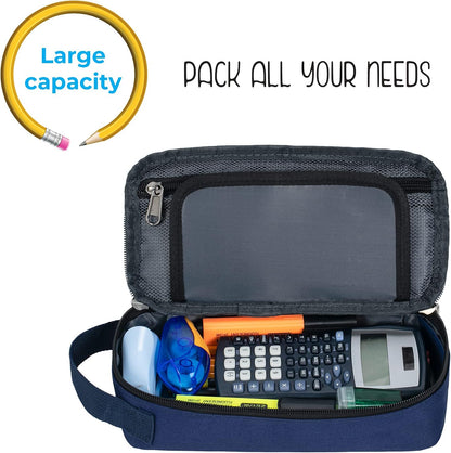 ECHSRT Large Pencil Case, Aesthetic Pen Pouch with Big Capacity, Minimalist Portable Stationery Bag with Handle for Office Organizer Aesthetic Pencil Cases