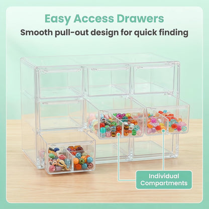 Acrylic Drawer Organizer, Clear Desk Organizer with Drawer, Plastic Stackable Storage Drawers with 6 Drawers, Dustproof Organizers for Jewelry, Craft, Office Supplies