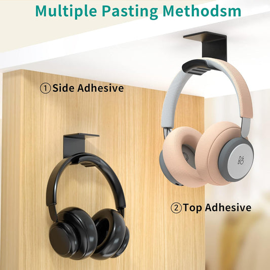 HomeMount Under Desk Headphone Hook - Adhesive Headphone Stand Hanger for Desk - White