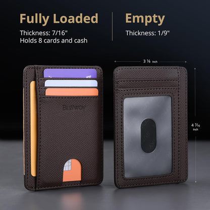 Buffway Slim Minimalist Front Pocket RFID Blocking Leather Wallets for Men and Women - Carbon Fiber Black - Colors B