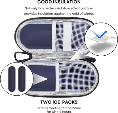 MOSLA Insulin Cooler Travel Case with 2 Reusable Ice Packs for Insulin Pen Portable Medical Cooler Bag for Diabetes and Other Diabetic Supplies for The Daily Life and Trip