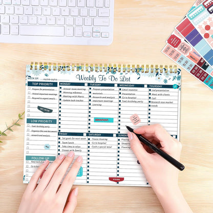 Weekly To Do List Notepad, 8.5''x11'' Weekly Desk Planner with 52 Tear Off Sheets Undated Weekly Planner Habit Tracker & Productivity Organizer for Home School and Work, Light Green