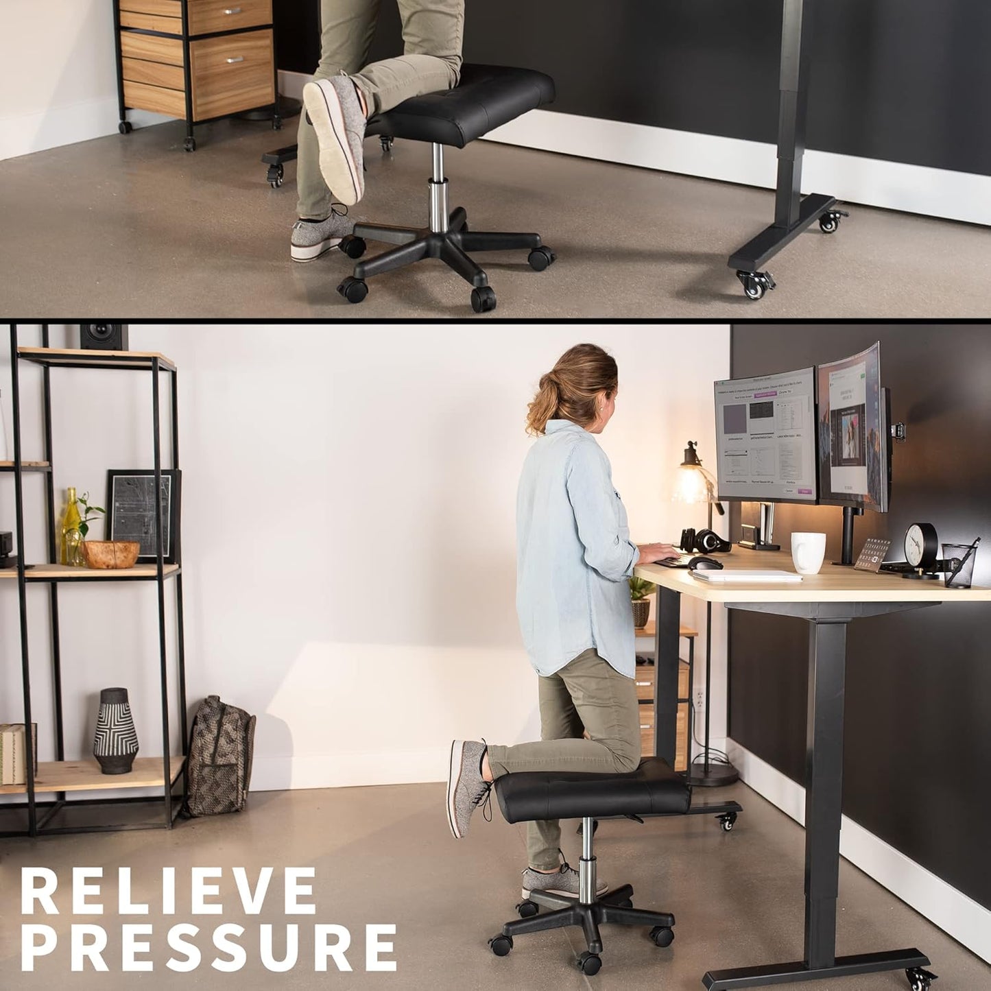 VIVO Mobile Under Desk Leg Rest Ottoman Adjustable Foot Stool for Home Office, Black, CHAIR-S04F