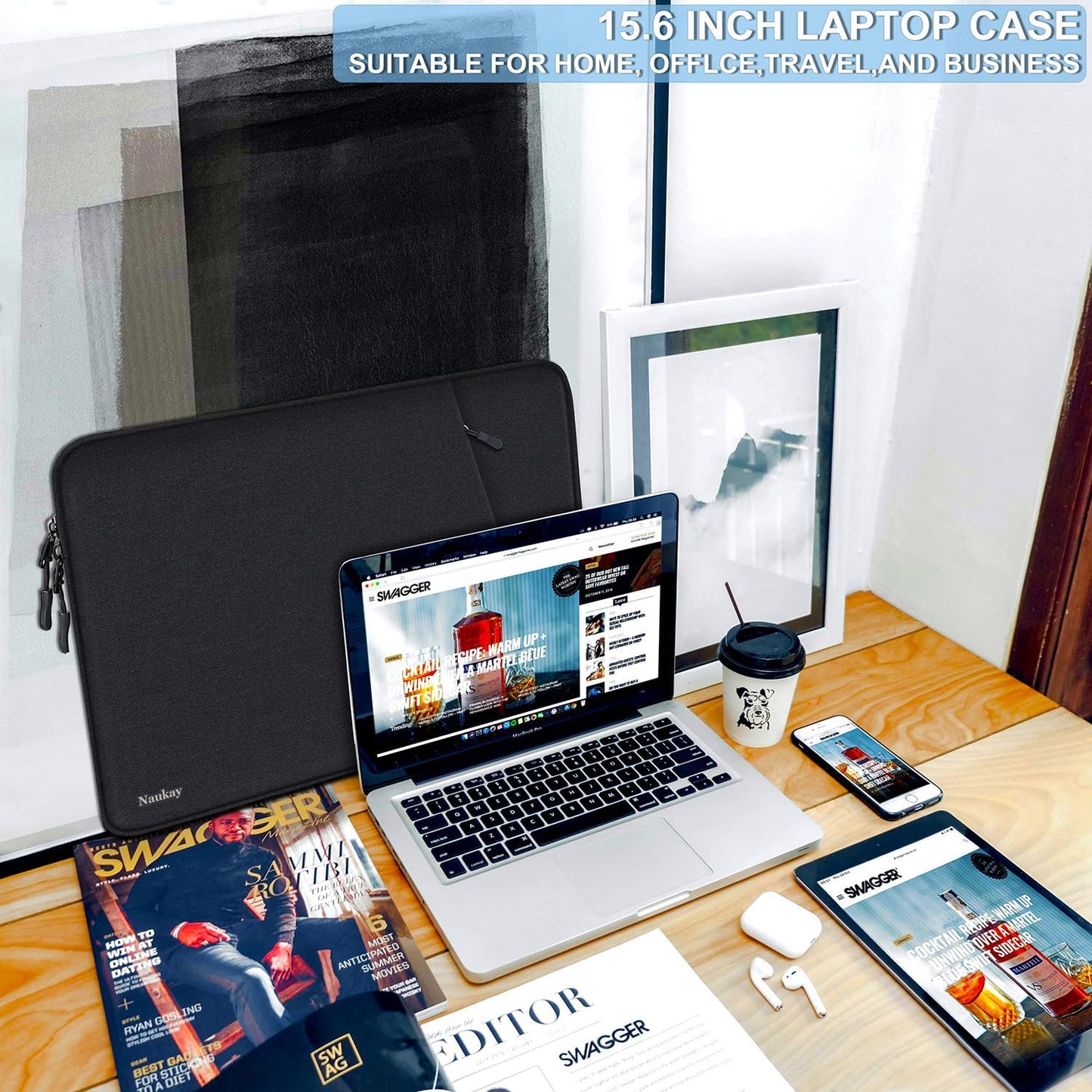 Laptop Sleeve Case 13.3 inch, Shockproof Protective Computer Cover with Accessories Pocket, Portable Laptop Bag Compatible with MacBook Air/Pro 13-13.3 inch, Compatible for MacBook Pro 14 inch, Black | Shockproof