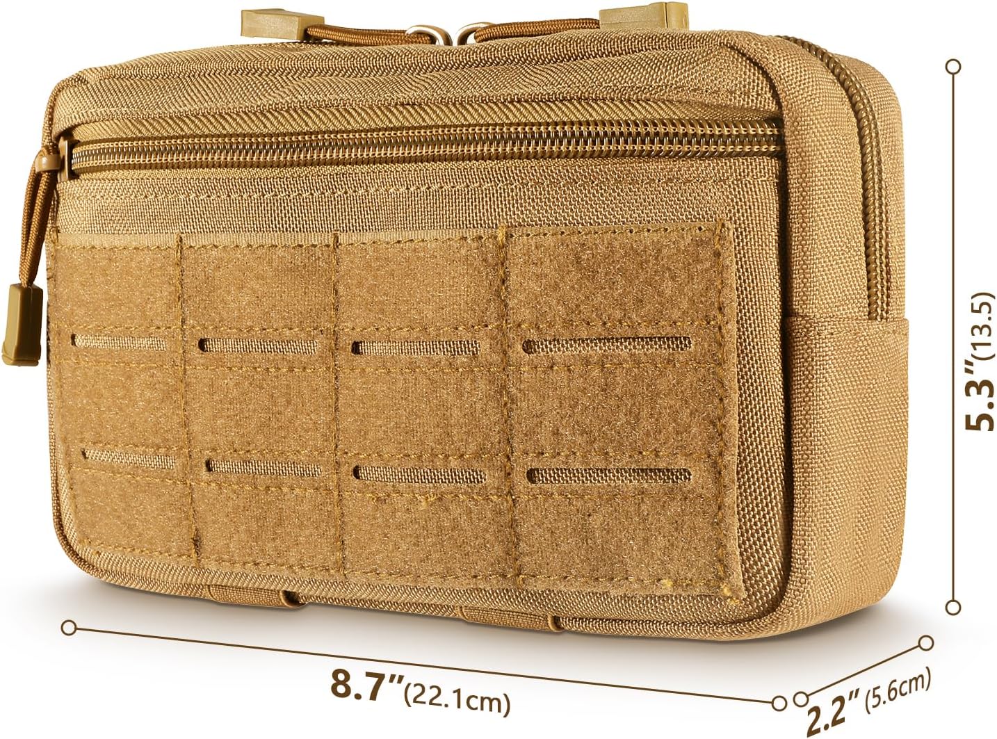 FRTKK Tactical Molle Admin Pouch Utility Laser Cut EDC Tool Pouch Bag Horizontal Modular Pouches Include US Flag Patch and Keychain