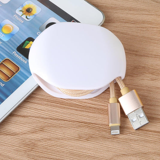Automatic Cord Winder - Retractable Cord Organizer for USB, Headphone, Data Cables and More. No More Tangled Cords! White