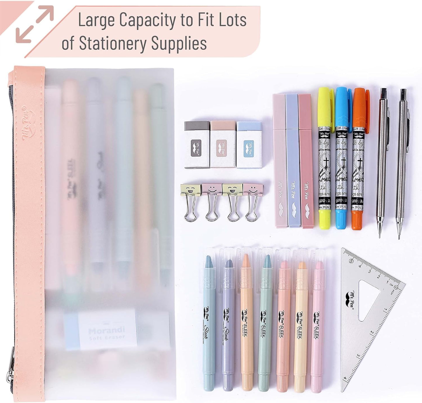 Mr. Pen- Clear Pencil Pouch, 8.50"x4.25", 3 Pack, Durable TPU Material, Medium Water-Resistant Pencil Bags with Smooth Zipper, Multipurpose Clear Pouch for Stationery, School, Office, Travel Supplies